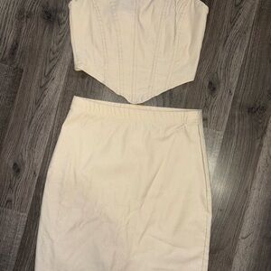 Elegant Cream Women's Skirt and Top Set